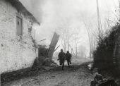 Infantrymen advance under fire, Pont-Le-Ban, Belgium, January 1945